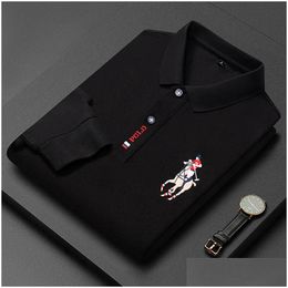 Mens Polos Shirt Men Long Sleeve Tee Solid Colour Lapel Business Formal Top Casual Embroidery S Successf Individuals Drop Delivery Appa Ot8De
