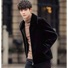 Designer Style Imitation Mink Fur Jacket for Mens Winter with Cotton Casual and Loose Fitting Coat Trend 4GEP