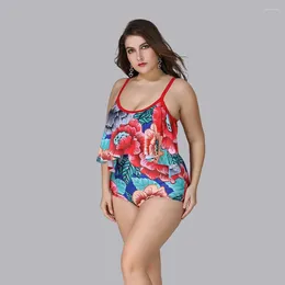 Women's Swimwear Swimsuit Sexy One Piece Swim Suit Fused Women Plus Size Ruffles Tummy Control Floral Print Bathing Suits Monokini