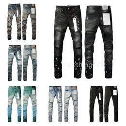Designer Mens Purple Jeans for mens denim pants High-end Quality Straight Retro Ripped Biker Jean Slim Fit Motorcycle Clothing