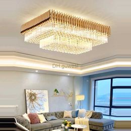 Pendant Lamps LED Dimmable Round Rectangular Golden Black Crystal Designer Lustre Lamparas De Techo Ceiling Lights.Ceiling Lamp For Foyer YQ240201