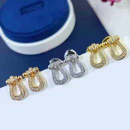 Stud Earrings Top S925 Sterling Silver Zircon Horseshoe For Women's Temperament Fashion Brand Luxury Banquet Jewellery