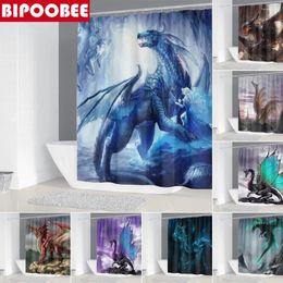 Shower Curtains High Quality Flying Dragon Print Bath Funny Curtain Waterproof Polyester Fabric Bathtub Screens Bathroom Decor