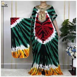 Ethnic Clothing 2024 Dubai Muslim Women Short Sleeve Dresses And Headscarf African Abaya Turkey Summer Loose Dress American Islam