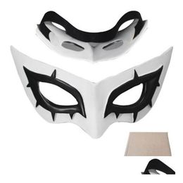 Party Masks Hero Joker Mask White Abs Cosplay Prop Comic Con Halloween Party Masque Half Face Eye Drop Delivery Home Garden Festive Pa Dhbaz