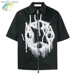 Men's T-Shirts Hip Hop Inkjet Graffiti 1017 ALYX 9SM Functional Zipper Shirts Men Women 1 1 Heavy Fabric Oversized ALYX Shirt With Tags Q240201