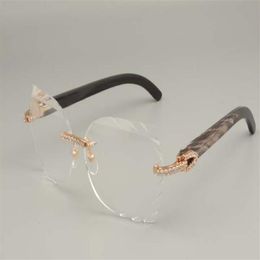 2019 new fashion high-grade carved glasses frame 8300817 diamond series black black flower mixed horn glasses frame 58-18-140242M
