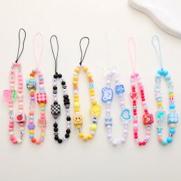 Bracelets Phone Chain Anti-Lost Wrist Straps Handmade Acrylic Boho Lanyard Keychain Beaded Colourful Decorate Hanging Cord Universal 11 LL