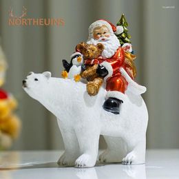 Decorative Figurines NORTHEUINS Resin Santa Claus Statues Noel Dolls Navida Winter Gift For Interior Collection Handicrafts Home Decoration