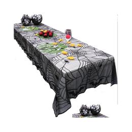 Party Decoration Celebrate Halloween Black Lace Spider Web Tablecloth Oblong Table Cloth Er Decor Party Decoration Fireplace Drop Deli Dhmtz