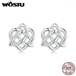 Stud Earrings WOSTU 925 Sterling Silver Celtic Knot For Women Hollow Studs Punk Accessories Love Party Ring Jewellery Wedding Gift
