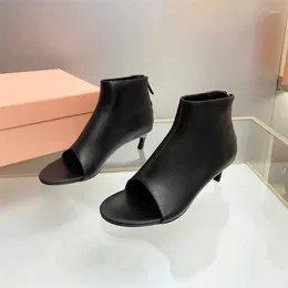 Dress Shoes Sexy Flipflops High Heel Fashion Women Leather Sandals Lady Designer Ankle Boots Summer Street Style Peep Toe Casual