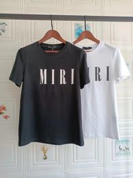 Short sleeve designer men's simple monogram printed round neck pure cotton loose casual men's and women's matching T-shirt size s to 3XL black and white