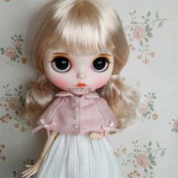 Dolls ICYDBSBlythDoll 1/6 Joint Body hand painted matte face white skin Little girl blond hair suit DIY BJD SD toy gift AB hand set