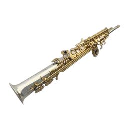 Top S 9030 B Tone Straight tube Soprano Saxophone Nickel Plated Gold Key Professional Sax Mouthpiece With Hard Case and Accessories