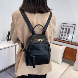 School Bags Leisure Backpack Women Soft Leather Waterproof Large Capacity Fashion PU Bag Solid Color Simple For Female