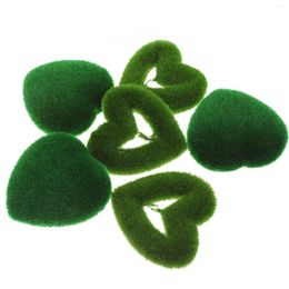 Decorative Flowers 6 Pcs Moss Ball Heart Shaped Decor Landscaping Plastic Bonsai Ornament For The Garden