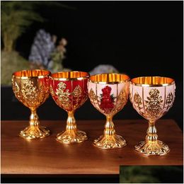 Wine Glasses 30Ml Wine Glass European Style Brandy Shifters Liquor Glasses Retro Metal Tumblers Holiday Gift Drop Delivery Home Garden Dhiih