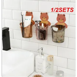 Bath Accessory Set 1/2SETS Toothbrush Holder Organized User-friendly Cup Toothpaste Storage Rack Trendy