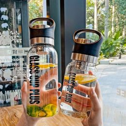 2L Glass Water Bottle with Strap Sport Bottles Outdoor Travel Portable Leakproof Tea With Infuser Drinkware 240130