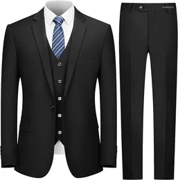 Men's Suits Full Suit 3PCS Blazer Vest Pants Wedding Party Groom Formal Business Office Wear