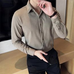 Men's Casual Shirts Autumn Winter Thick Warm Woolen For Men High Quality Korean Luxury Clothing Slim Fit Blouse Homme 4XL