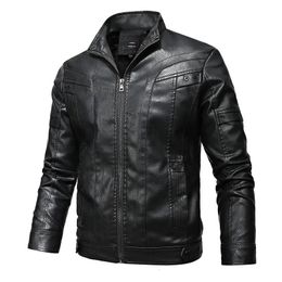 Mens Leather Jacket Winter Fleece Warm Motorcycle Coats Casual Business PU Biker Jackets Clothing 240125