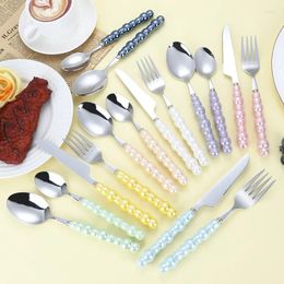 Dinnerware Sets 4Pcs Fashion Pearl Handle Cutlery Set Creativity Stainless Steel Knife Fork Western Steak Tableware Table Decor Gifts