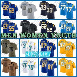 Joey Bosa Justin Herbert Football Jersey Keenan Allen Derwin James Jr Los Angeleses Chargeres Tuli Tuipulotu Austin Ekeler Khalil Mack Quentin Johnston Linsley d1