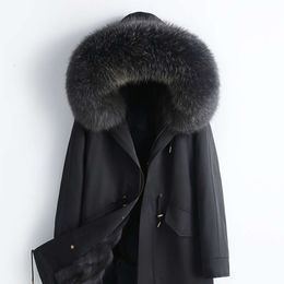 High End Designer Fur Inner Lining Style Overcomes Overcoat Mens Medium Length Detachable Coat 7EOA