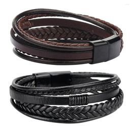 Charm Bracelets 2 Pcs For Men Woven Fashion Male Ethnic Style Braided Wristband Chain Man
