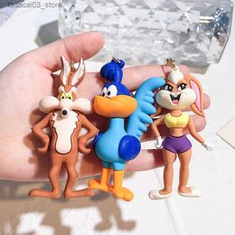 Keychains Lanyards Cartoon Bugs Bunny Doll Keychain Cute Tweety Bird Daffy Duck Porky Pig Key Rings Pendant Accessories for Kids Birthday Gifts Q240201