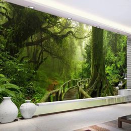 Wallpapers Custom 3D Wallpaper Green Big Tree Nature Landscape Forest Po Mural Wall Paper For Bedroom Living Room Sofa TV Background Art