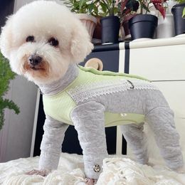 Dog Apparel Pet Jumpsuit Warm Thicken Pure Cotton Puppy Clothes High Neck Pajamas Protect Belly Overalls For Small Dogs Chihuahua Poodle