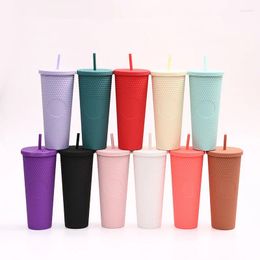 Water Bottles 2024 Creative Double Layer Straw Tie Hand Plastic Glass Universal Portable High Capacity Star Bar Durian Cup