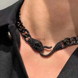 Chokers New Dark Gothic Black Snake Necklace Womens Personalised Exaggerated Delicate Necklaces Party Jewellery Gifts YQ240201