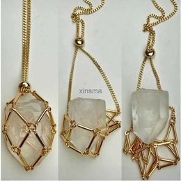 Chokers Silver/Gold Colour Crystal Holder Cage Necklace Crystal Net Metal Necklace Stone Holder Necklace Chain Necklaces Jewellery Gift YQ240201