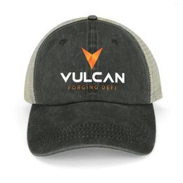 Ball Caps Vulcan Blockchain | Forging Defi Corporate Ethos Fire Orange And White Cowboy Hat Fashionable Snap Back Mens Women's