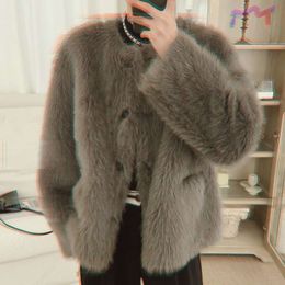 Fur Jacket Mens High Designer End Faux Winter Korean Version Niche Light Luxury Env Mentally Friendly Cool and Trendy TVFT