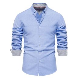 AIOPESON Autumn Cotton Mens Oxford Shirt Long Sleeve Button Down Social Business Casual Shirts for Men 240201