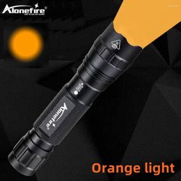 Flashlights Torches Alonefire TK503 Orange Yellow Light LED Tactical Flashlight Torch Zoomable Self Defence Portable Lantern Camping Lamp