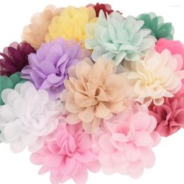 Hair Accessories 15PCS Cute Chiffon Flower 7CM Sunflower Unicorn No Clips Bows DIY Accessory