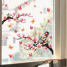 Sfondi 30 60 cm Ramo Uccello Farfalla Adesivo per finestra in vetro Camera da letto Studio Cucina Carta da parati decorativa per la casa Ct4040