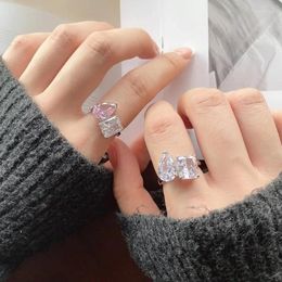 Cluster Rings Shining U S925 Silver Radiant Cut Pear Square High Carbon Diamond Gems Ring For Women Fine Jewellery Wedding