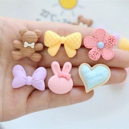 Craft Tools 10 Pcs CuteCartoon Bowknot Flowers Series Flat Back Resin Scrapbooking DIY Jewelry Decoration Accessorie