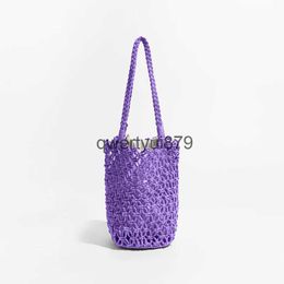 Shoulder Bags Fasion ollow Out Rope Woven Women Soulder Colourful Fisnet andbags andmade Summer Beac Bag Small Tote Bali Purse 2023H2421