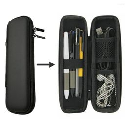 Hard Shell Pen Box Student Stationery Ruler Storage Case Portable Office Headphones Charging Cable Organizer Black Bag