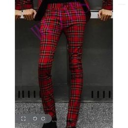 Mens Suits Fashionable And Handsome High Quality Chequered Pants Single Piece Male Formal Trousers