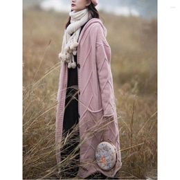 Women's Sweaters Long Cardigan 2024 Spring Knitted Women Striped Patchwork Autumn Winter Pink Korean Outerwear Maxi Y2k Sweater Coat Soft