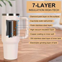 Thermoses 40oz Tumbler With Handle And Straw Stainless Steel Insulated Cup Coffee Travel Mug Double-wall Vacuum Cup Water Bottle BPA-Free